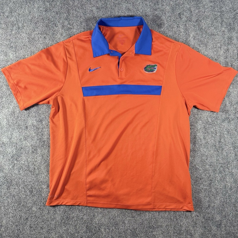 Florida Gators Polo Shirt Men XL Orange Blue NCAA Football Nike Dri-FIT